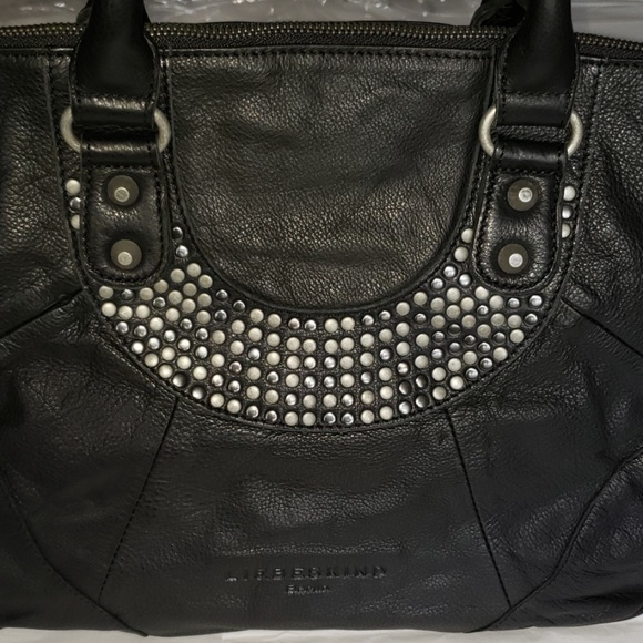 Liebeskind Berlin New ESTHER Stud Leather Satchel Shoulder HandBag Bag BLACK🎉HP - Picture 6 of 12